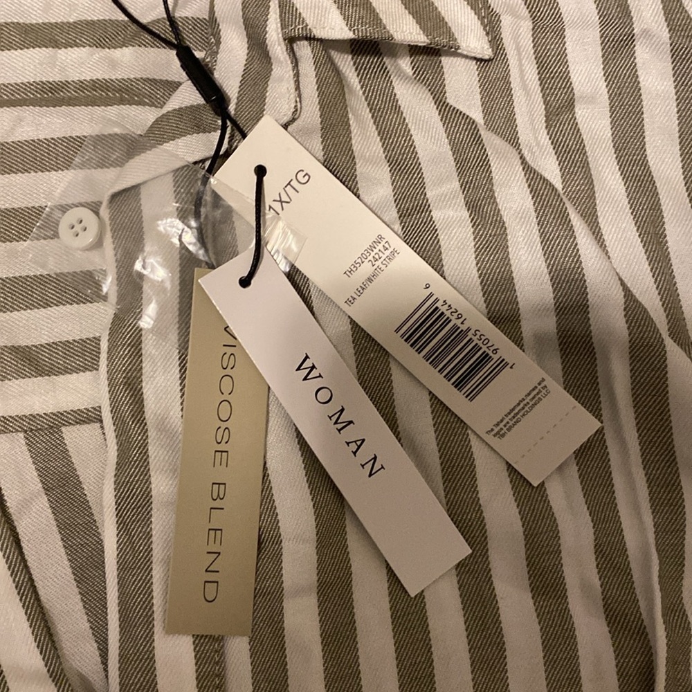 Tahari Striped Poplin Tunic - Picture 3 of 4